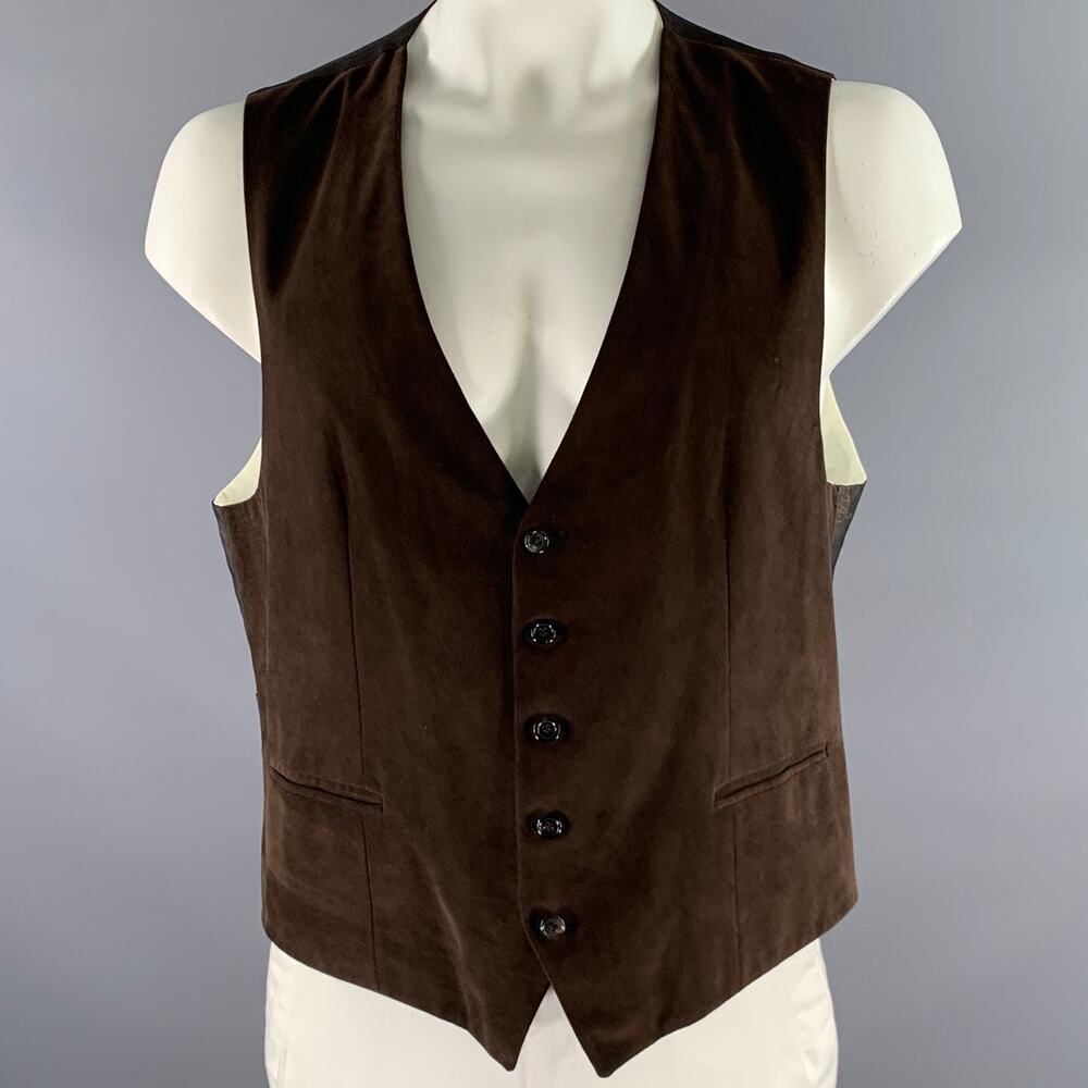 BRIONI Size 46 Brown Suede Vest